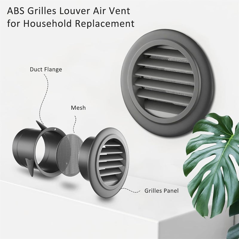 ZZHypGr 4inch Soffit Vent for Exhaust Fan with Built-in Mesh Screen, Black Round Soffit Exhaust Vent Cover ABS Louver Grille Cover, Dryer Vent for Bathroom Office Kitchen - Image 2